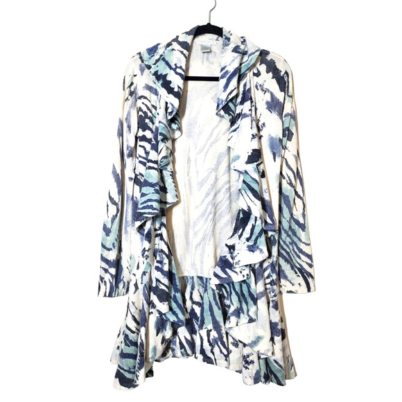 Alberto Makali Womens Medium Open Front Cardigan Sweater Duster Ruffles Wool - Picture 1 of 7